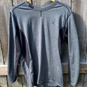 Spyder Active Grey Black Long Sleeve Performance Crew Neck Shirt Mens Medium